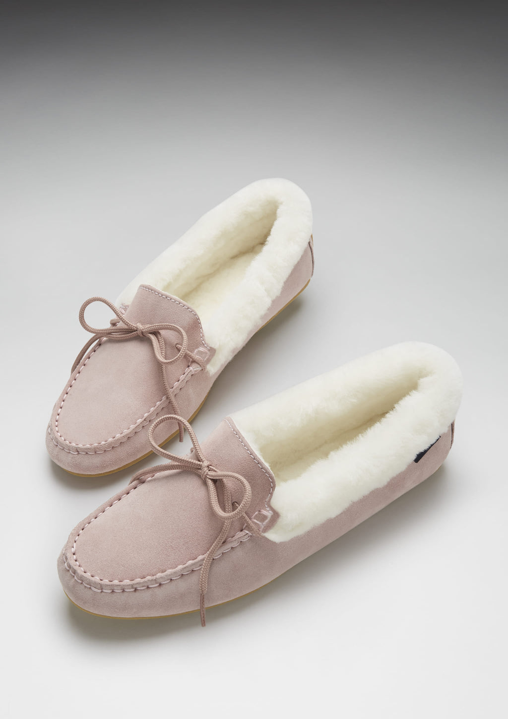 Women's Sheepskin Moccasin Slippers, Ice Pink Suede