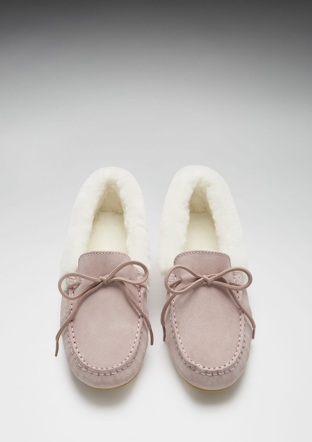 Women's Sheepskin Moccasin Slippers, Ice Pink Suede