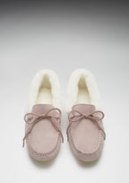 Women's Sheepskin Moccasin Slippers, Ice Pink Suede