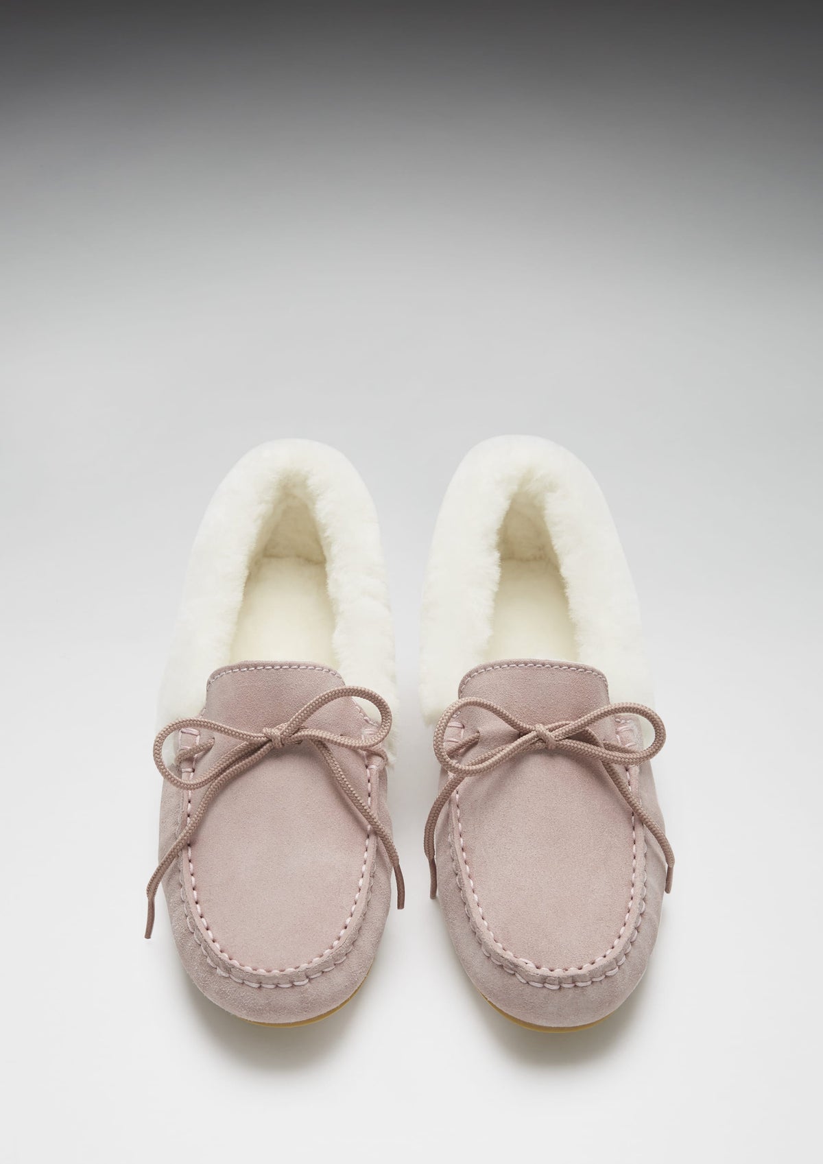 Women's Sheepskin Moccasin Slippers, Ice Pink Suede