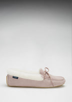 Women's Sheepskin Moccasin Slippers, Ice Pink Suede