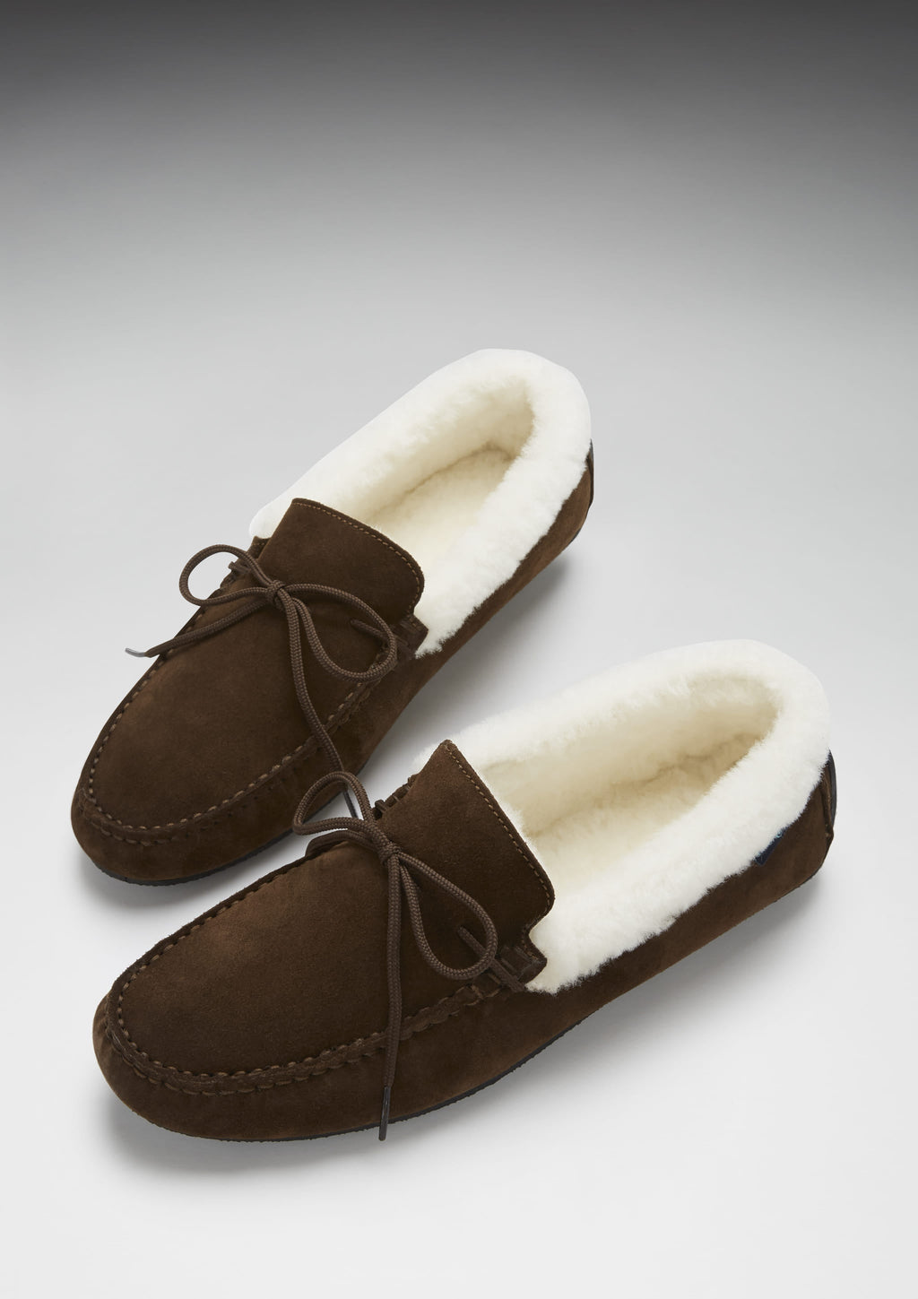 Men's Sheepskin Moccasin Slippers, Brown Suede