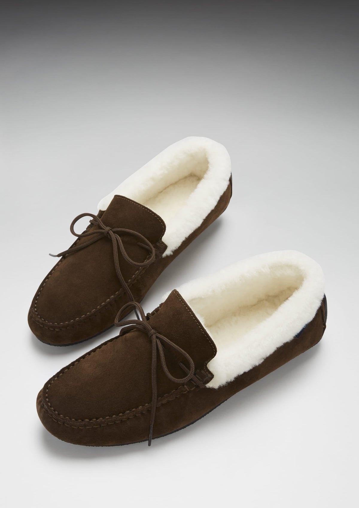 Men's Sheepskin Moccasin Slippers, Brown Suede