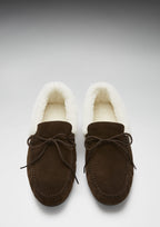 Men's Sheepskin Moccasin Slippers, Brown Suede