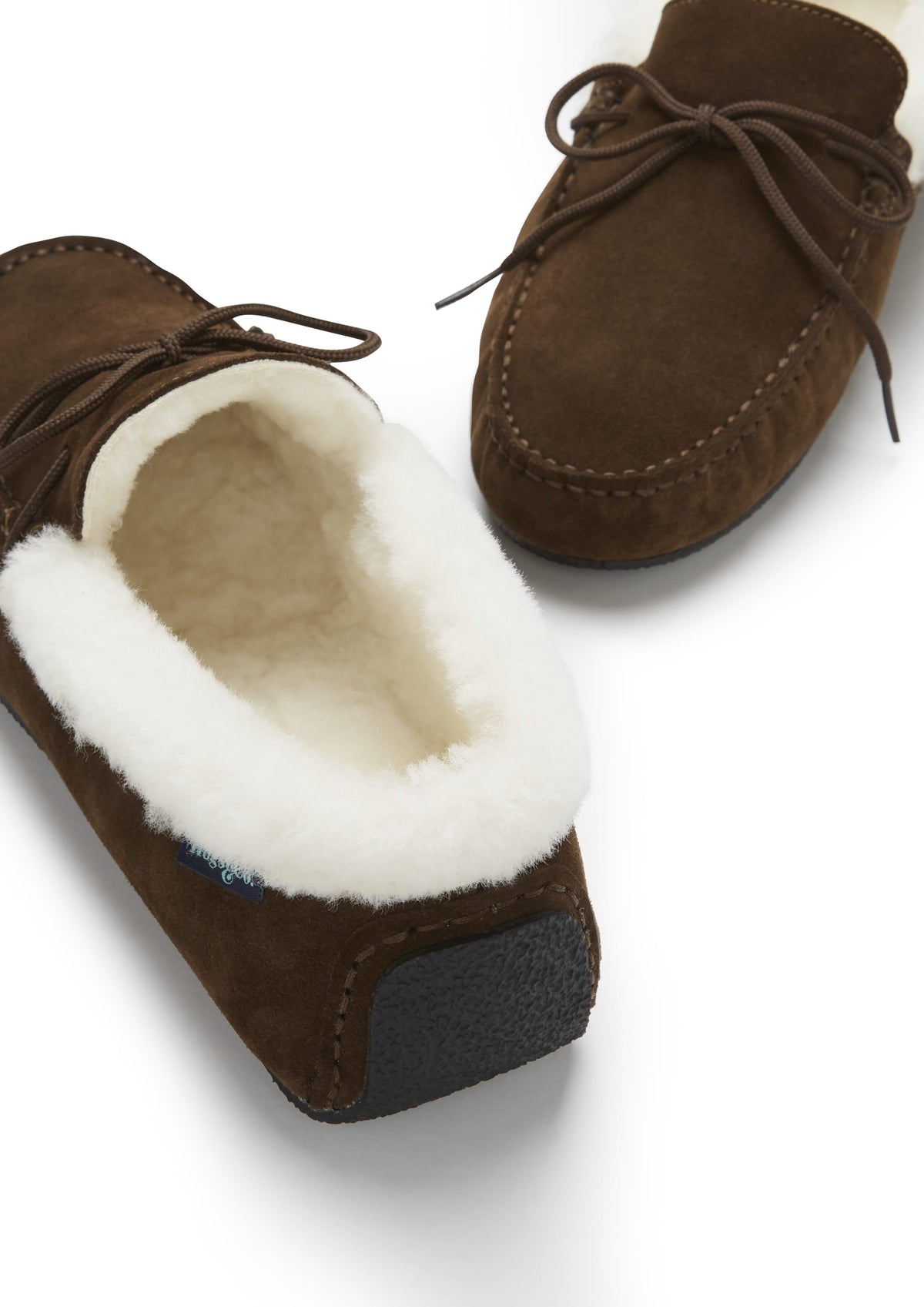 Men's Sheepskin Moccasin Slippers, Brown Suede