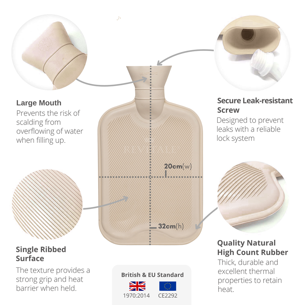 Hot Water Bottle with Faux Fur Cover, 2 Litre