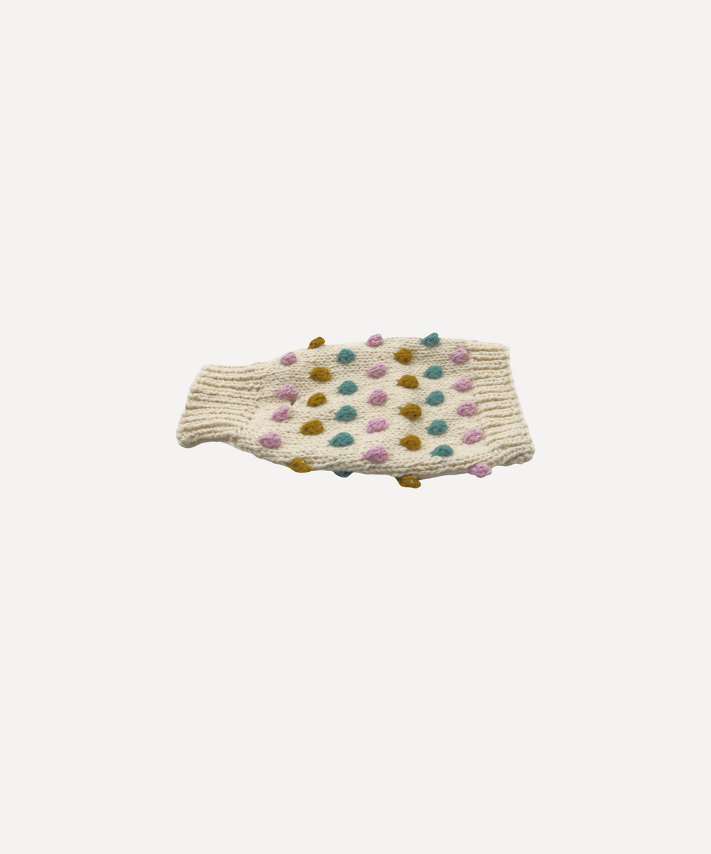 Handknitted Bobble Dog Jumper in Cream