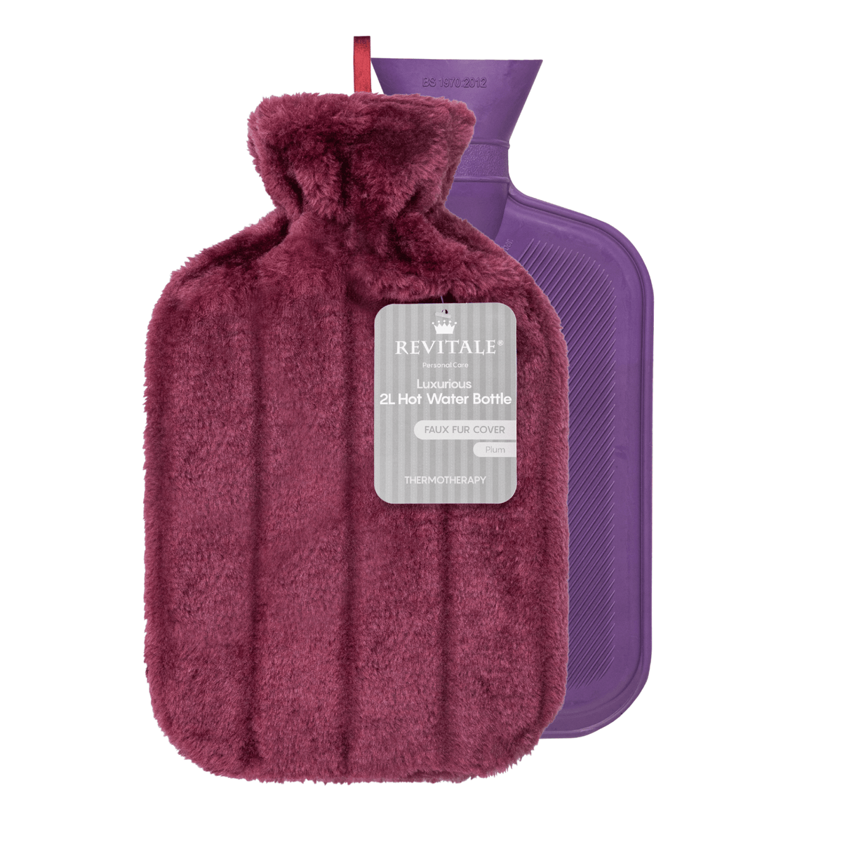 Hot Water Bottle with Faux Fur Cover, 2 Litre