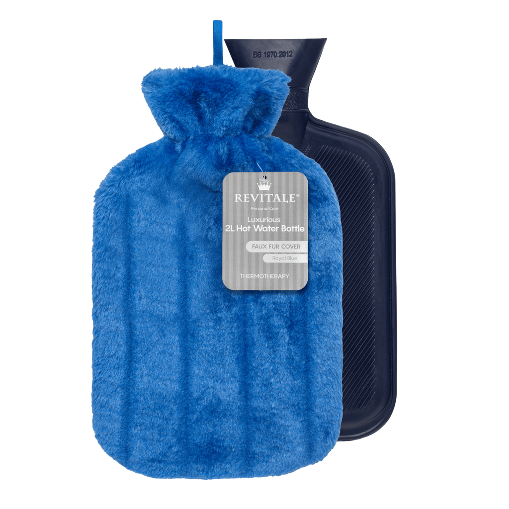 Hot Water Bottle with Faux Fur Cover, 2 Litre