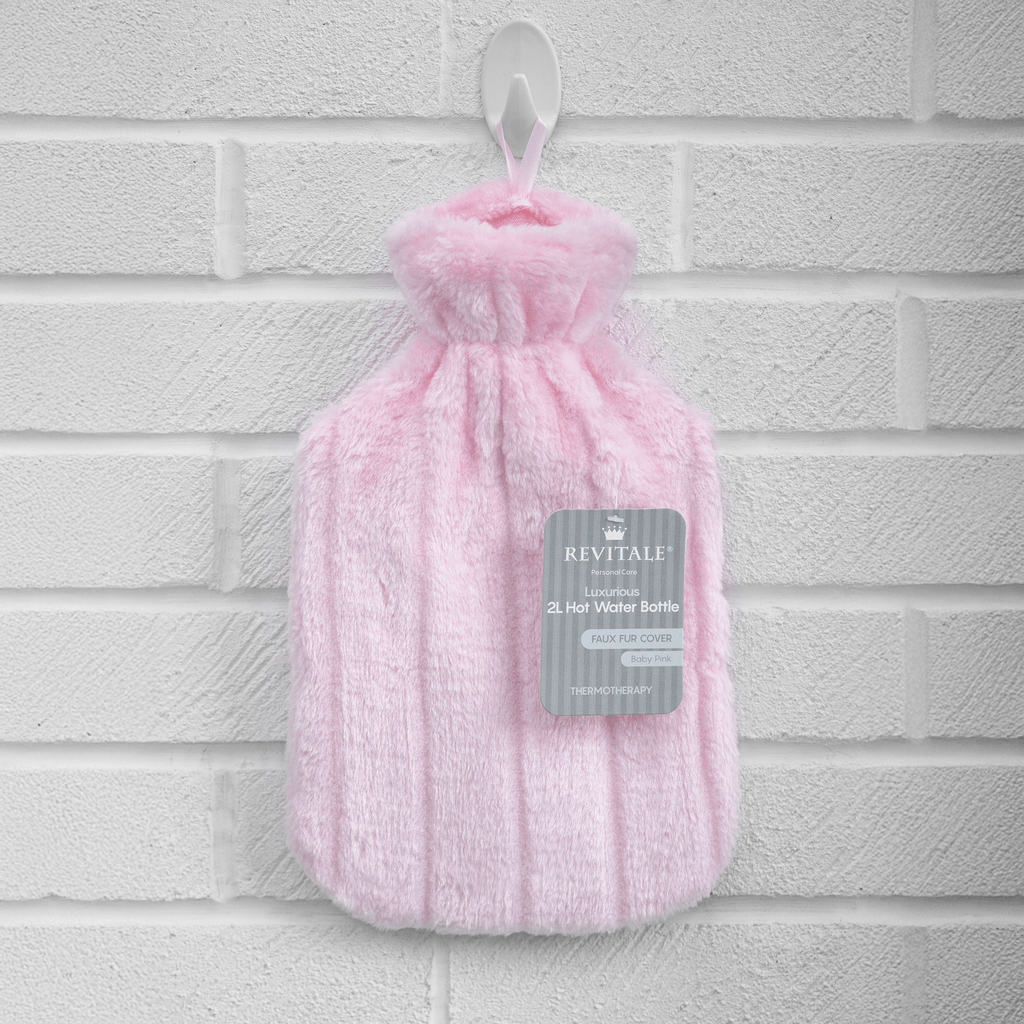 Hot Water Bottle with Faux Fur Cover, 2 Litre