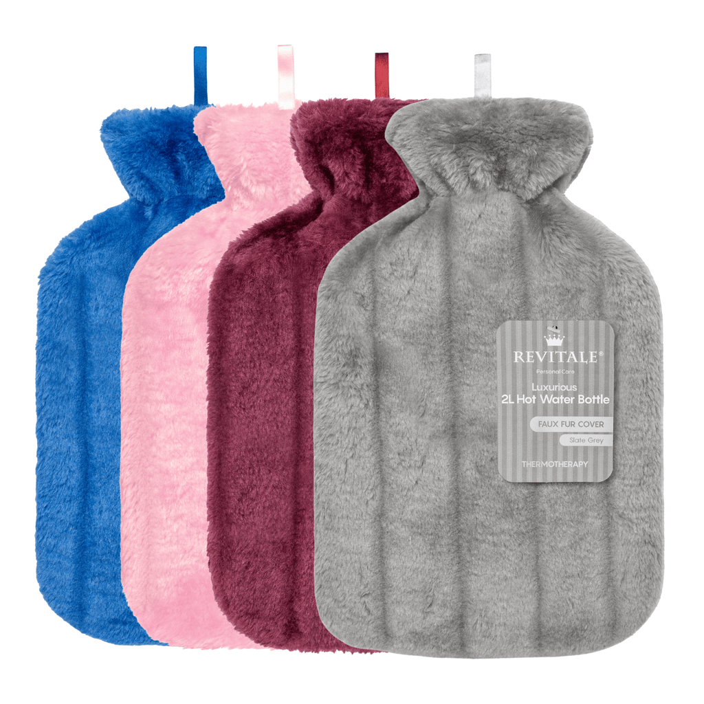 Hot Water Bottle with Faux Fur Cover, 2 Litre