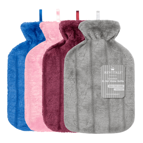 Hot Water Bottle with Faux Fur Cover, 2 Litre